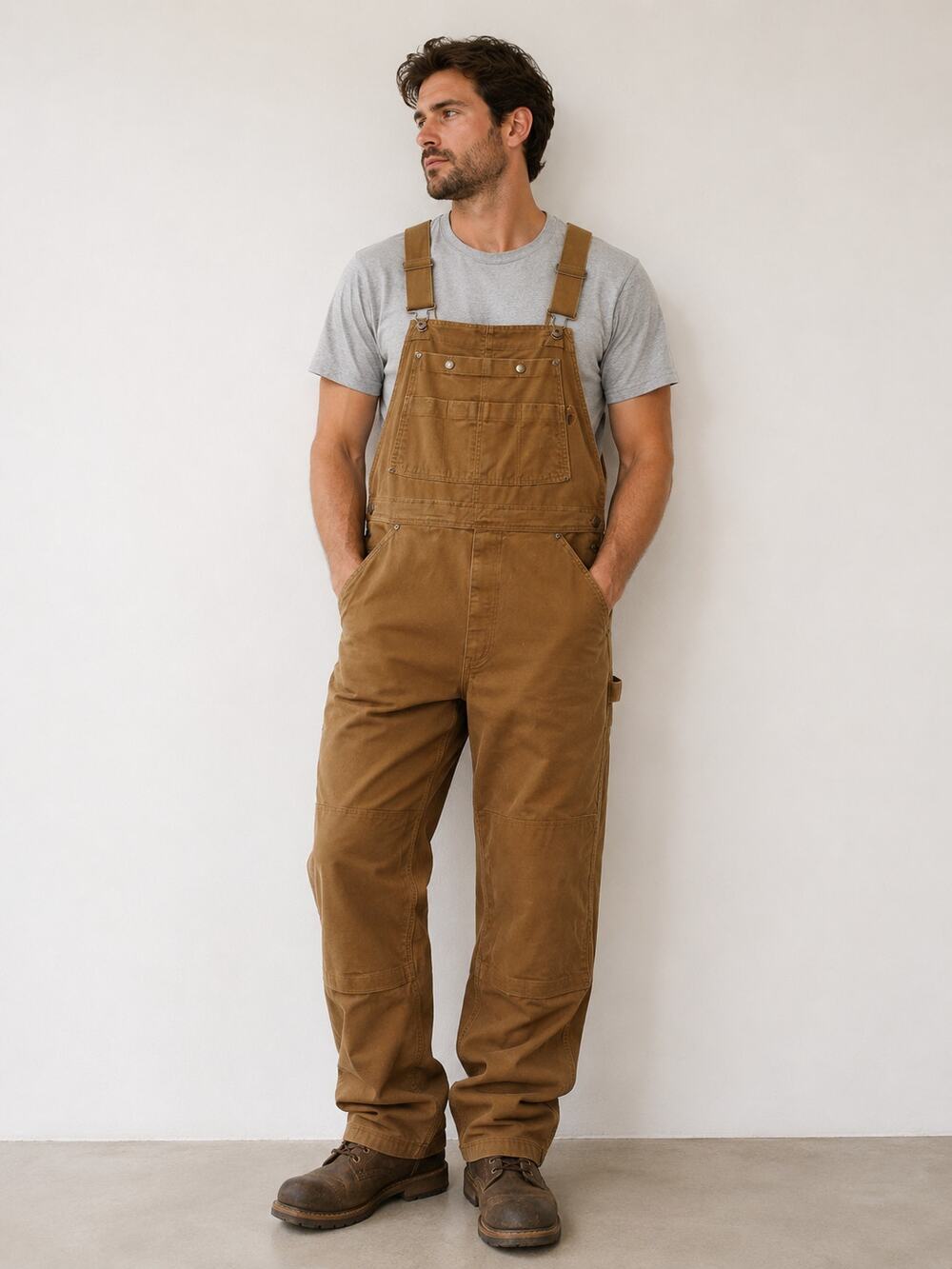 Duluth Trading Overalls Brown 34x34 Mens Workwear Carpenter Utility Canvas